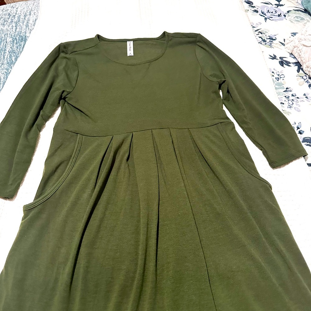 Zenana Premium Olive Green Swing Dress